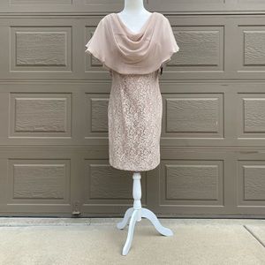 Jessica Howard Taupe Sparkly Floral Formal Dress | women’s Size 8